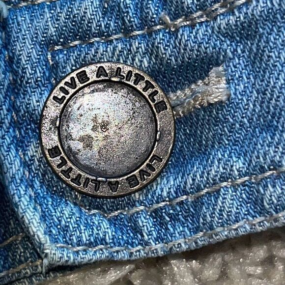 Vintage jean Jacket by Live A Little, Womens Size Medium, Pearl and Brass Button - Picture 7 of 16